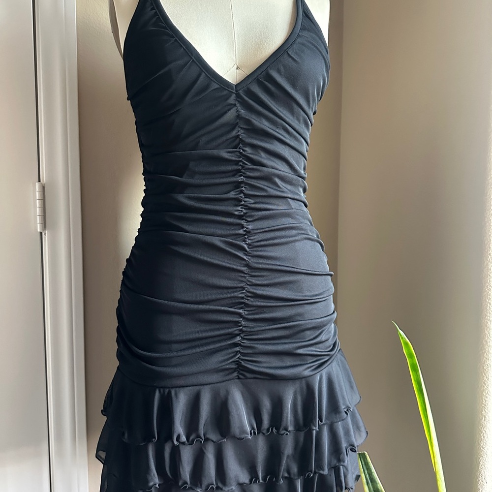 Black Ruched Y2K Dress